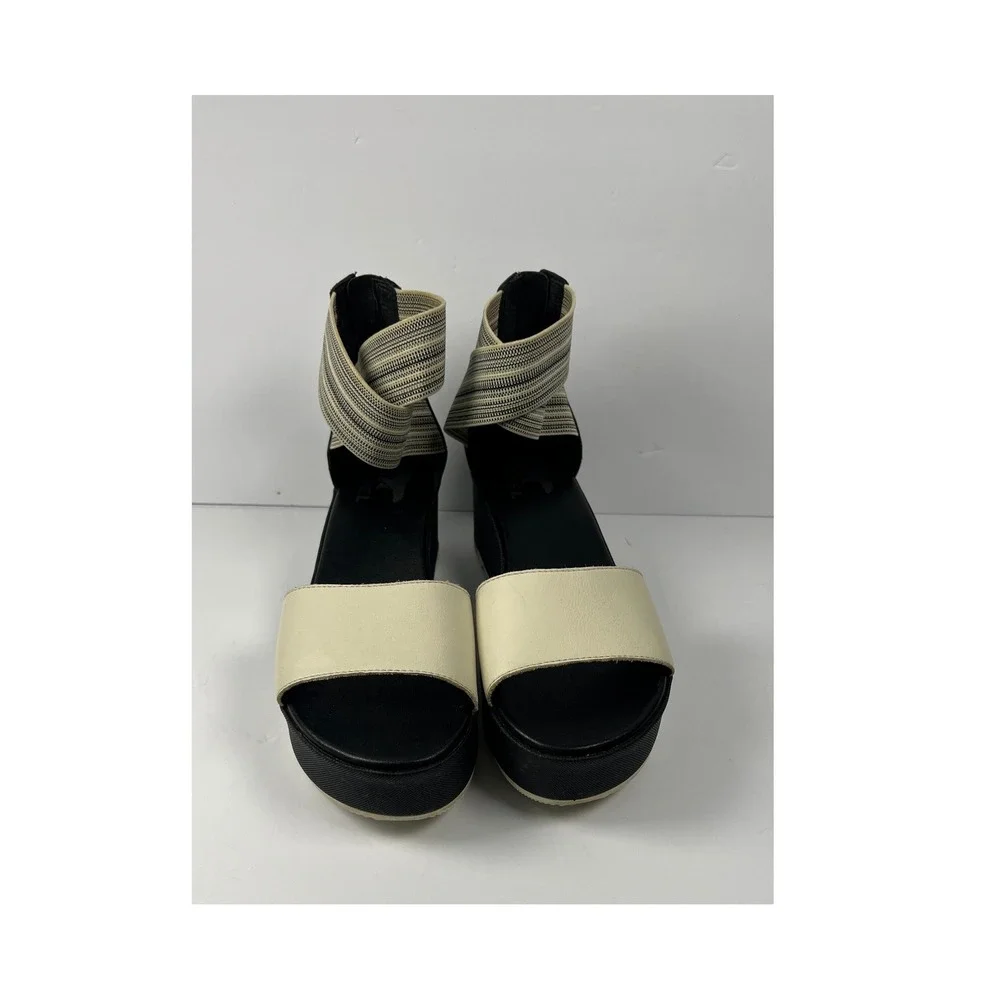 Sorel Cameron Ankle Strap Sandals Women's Size 8.5‎ Black White Platform
